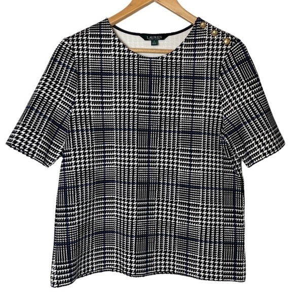 Lauren Ralph Lauren Houndstooth Plaid Top - Picture 3 of 8